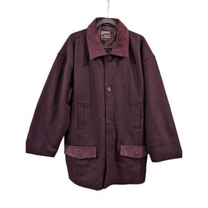 Trenders Basics Mens Plum Purple Vintage Suede Collar Wool Jacket Size Large